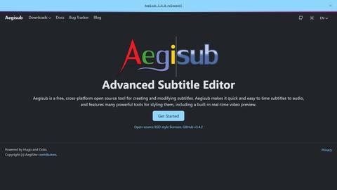 Aegisub homepage screenshot