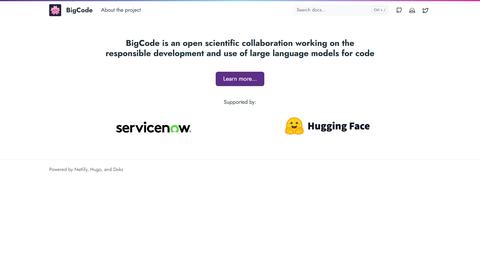 BigCode homepage screenshot