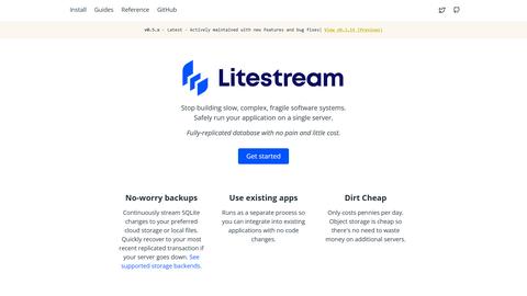 Litestream homepage screenshot