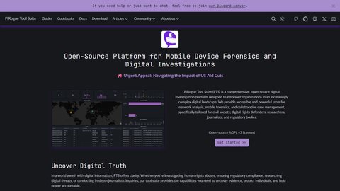 PiRogue Tool Suite homepage screenshot