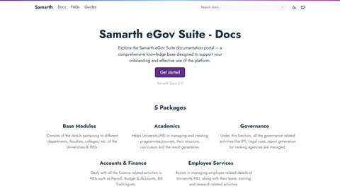 Samarth homepage screenshot